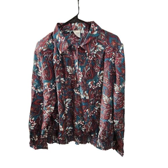 Pykettes size 20 colorful blouse with shoulder pads - Picture 2 of 11